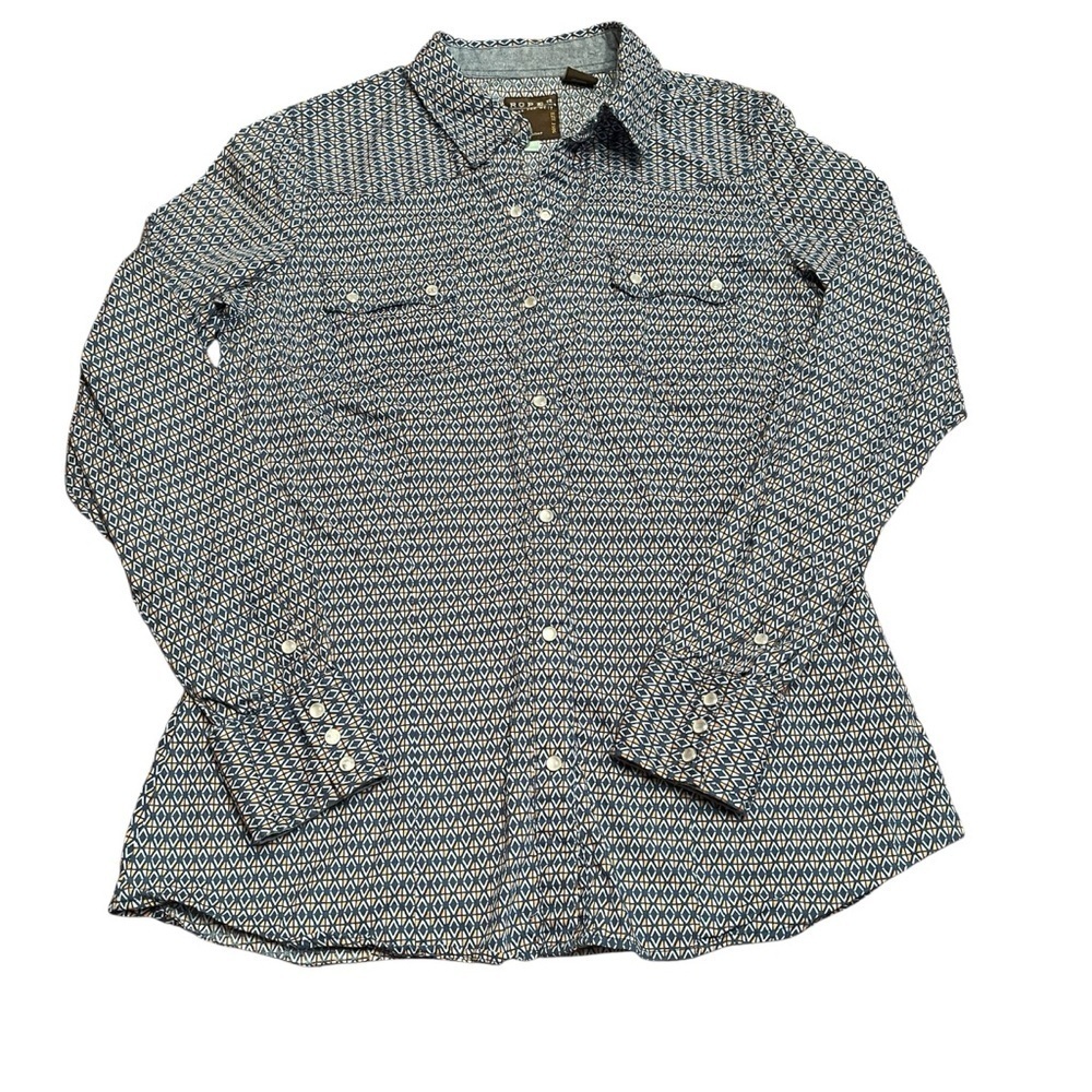 Roper Western Diamond Print Long Sleeve Snap Up Shirt Size S